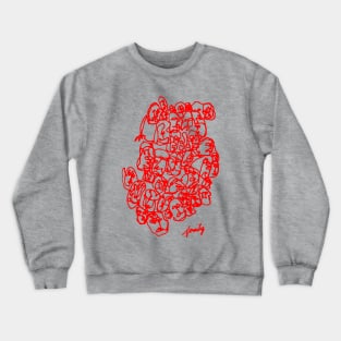 Family Line Drawing Art Red Print Crewneck Sweatshirt